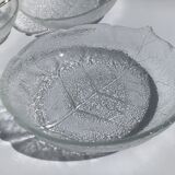 4 coupelles creuses feuilles texturées verre