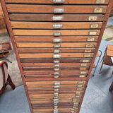 Wooden printing cabinet 36 drawers with typographic letters