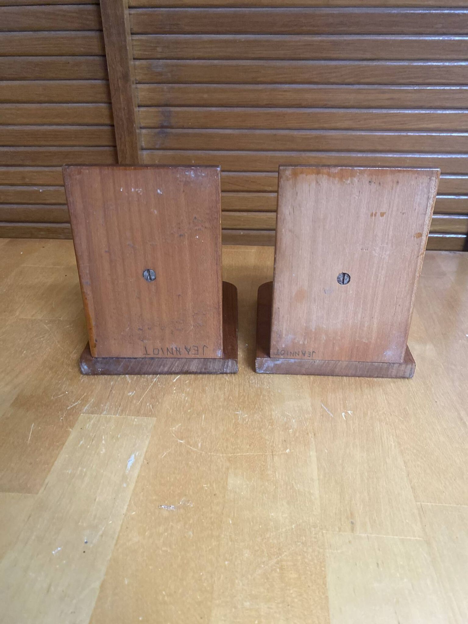 Pair of Vintage Art Deco Wooden Bookends Made in France #E068