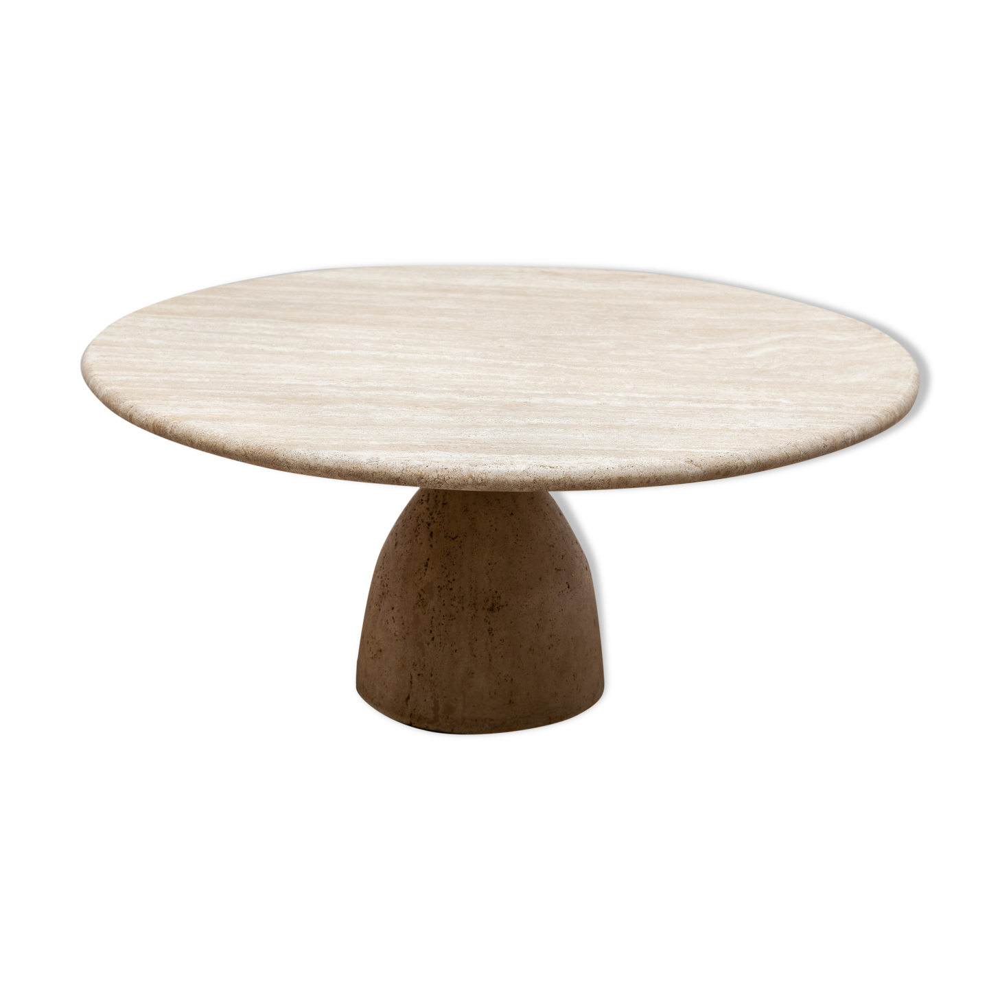 Table basse ronde en travertin par Peter Draenert, années 1970