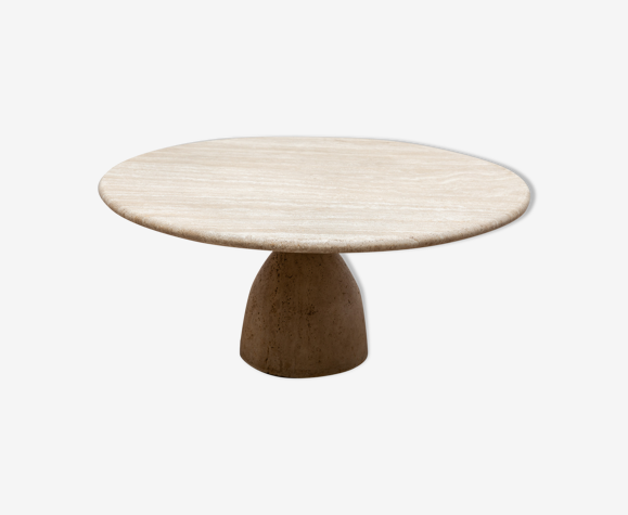 Round solid travertine pedestal coffee table by Peter Draenert, 1970s |  Selency