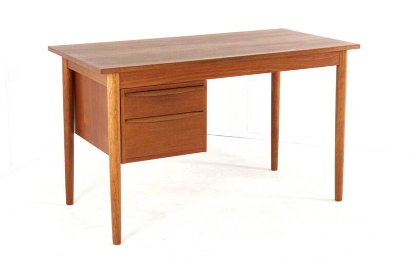 Danish desk with sliding drawer unit - teak - mid century modern