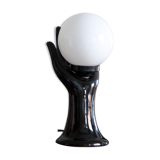 Hand lamp ceramic black globe glass opaline white vintage