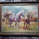 Tableau ancien à l'huile représentant des chevaux