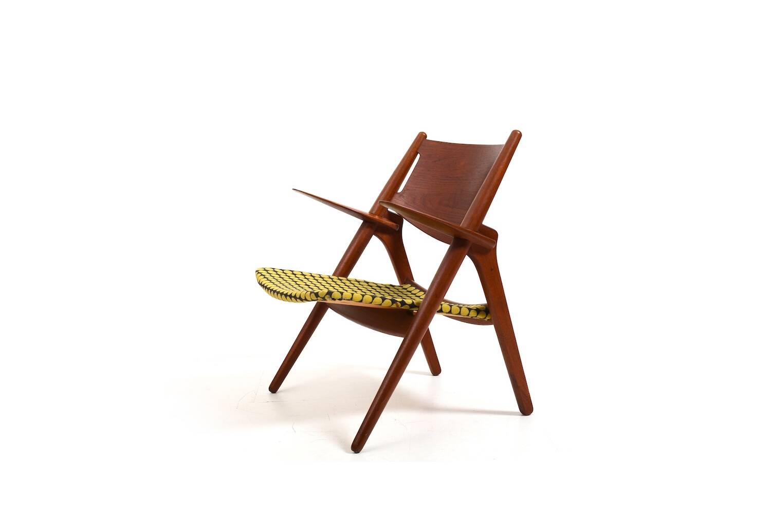 CH-28 Teak and Unika Vaev Easychair by Hans J. Wegner 1960s