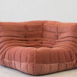 Coral corduroy Togo 3-seat & corner sofa by Michel Ducaroy for Ligne Roset