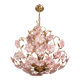 Vintage Murano Glass Chandelier Pink Flowers, 1970