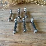 6 silver metal “cat” knife holders