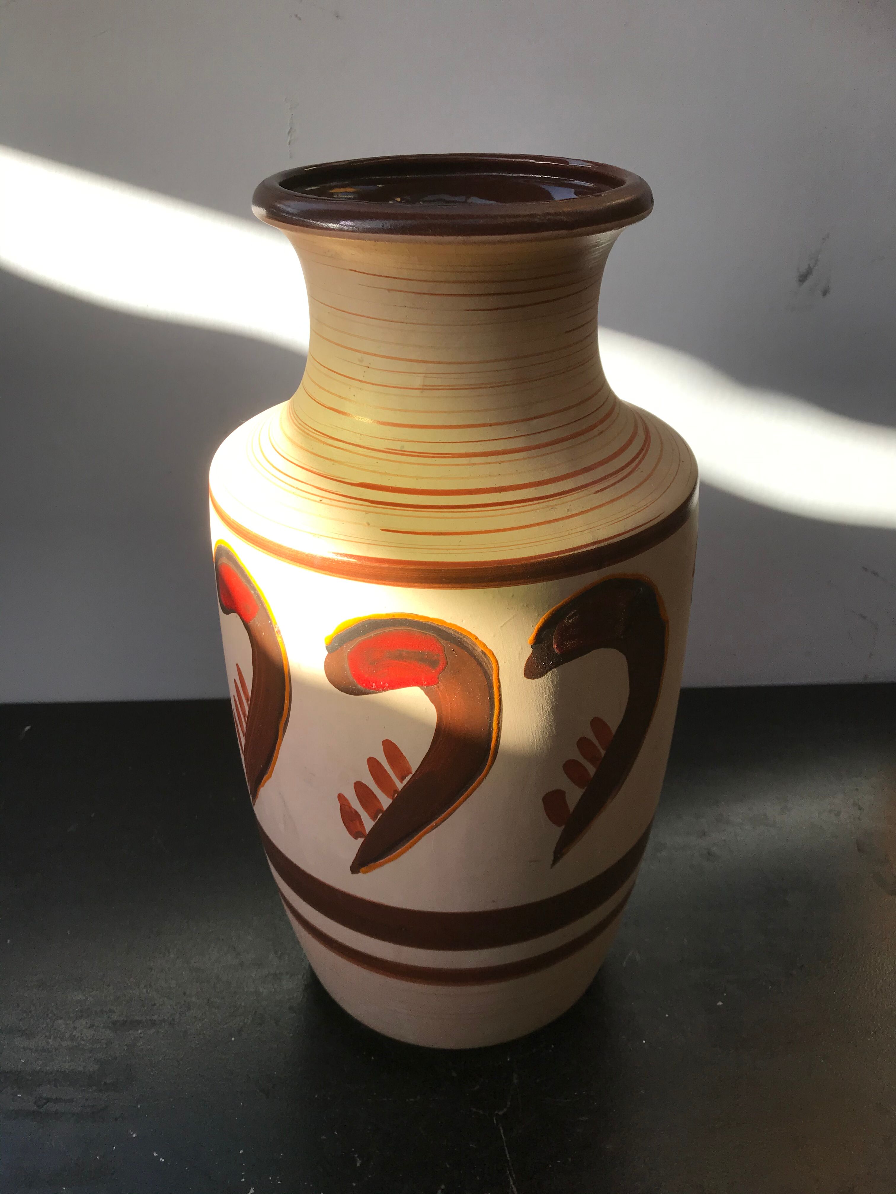 Former Vase Grand Ceramics Beige - Painting Germany 70s Vintage
