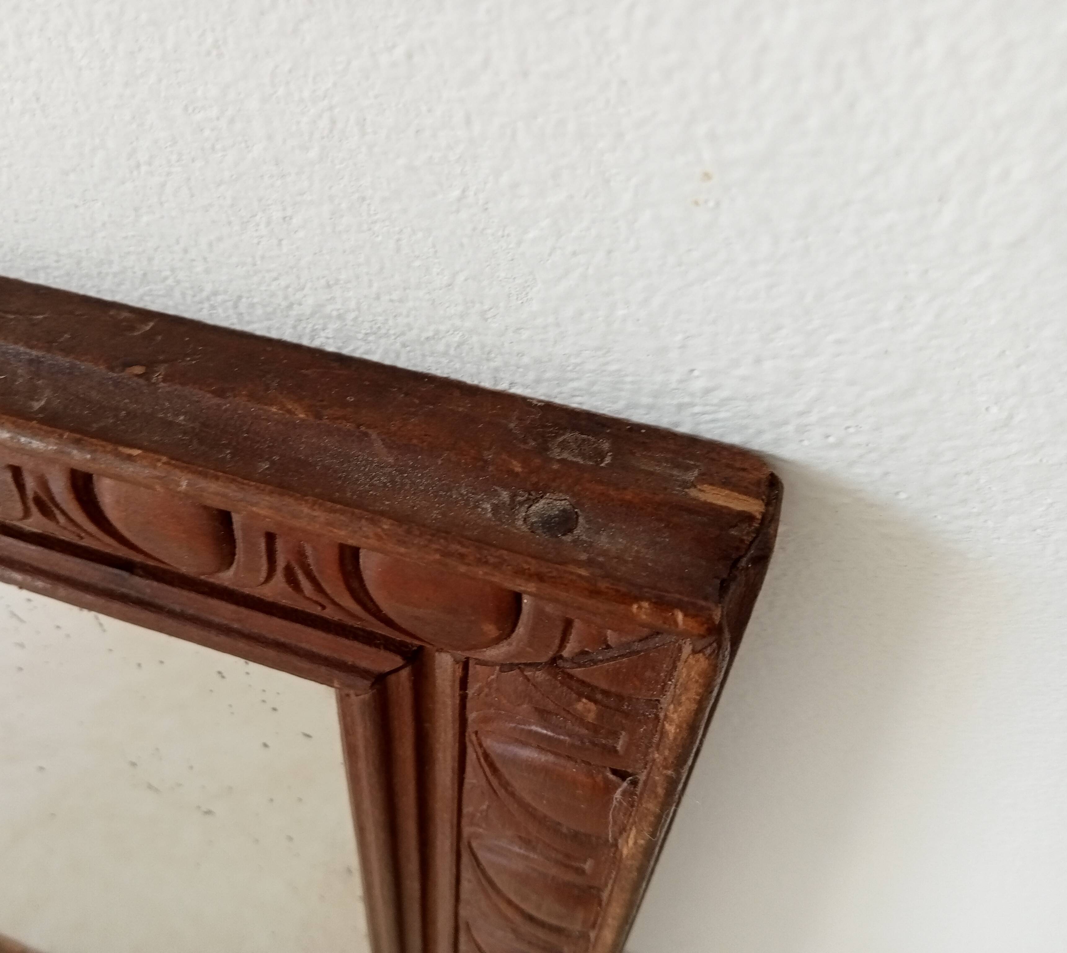 Old carved wooden mirror 38*32cm