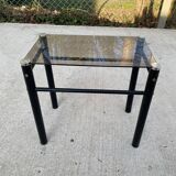 3 black industrial glass nesting coffee tables Yves Boutboul 1970