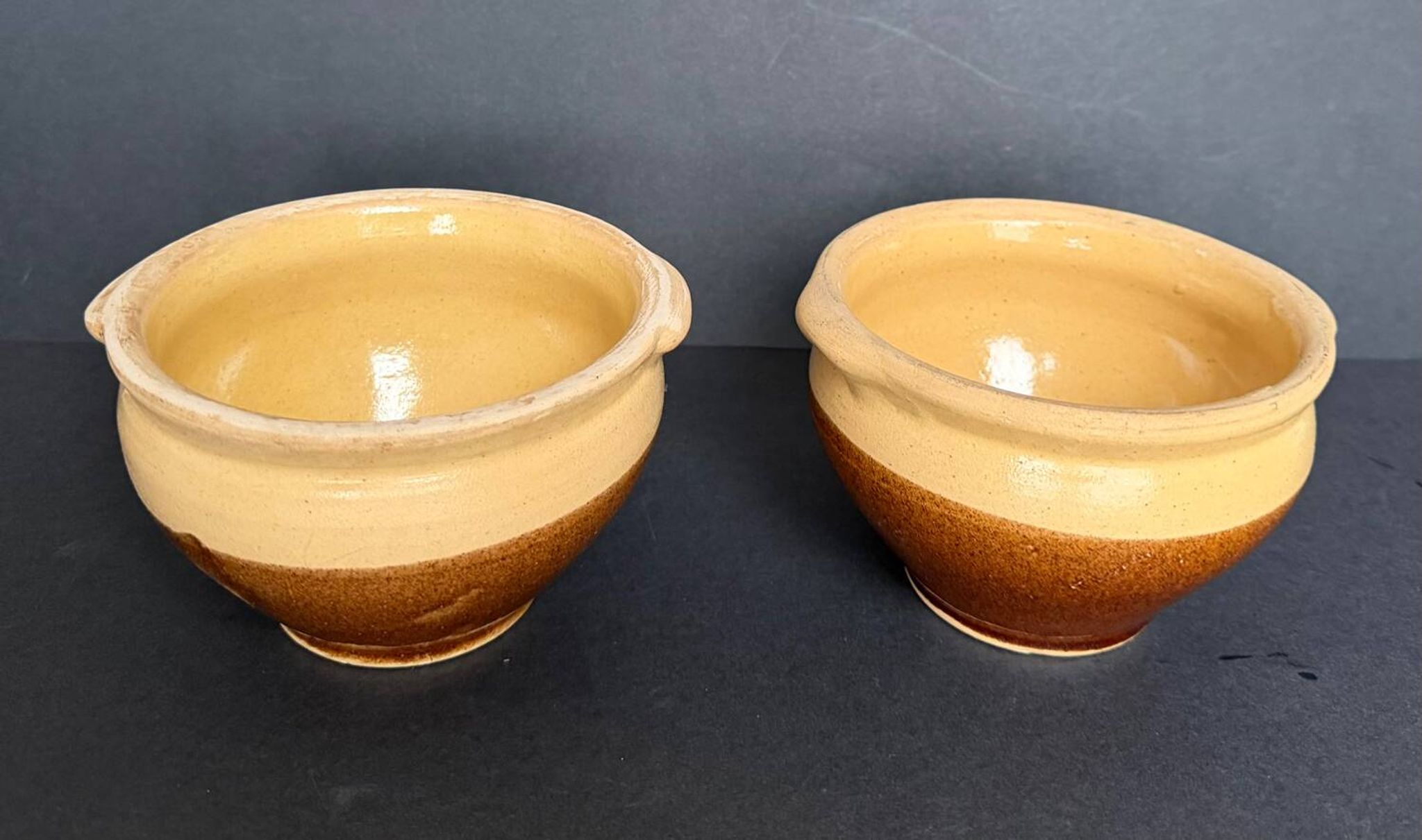 2 antique stoneware bowls