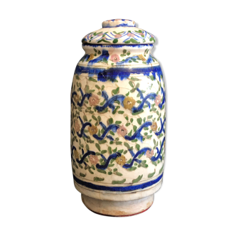 Covered pot Kadjar Qjor ceramic polychrome silica 19th early 20th Century Persia