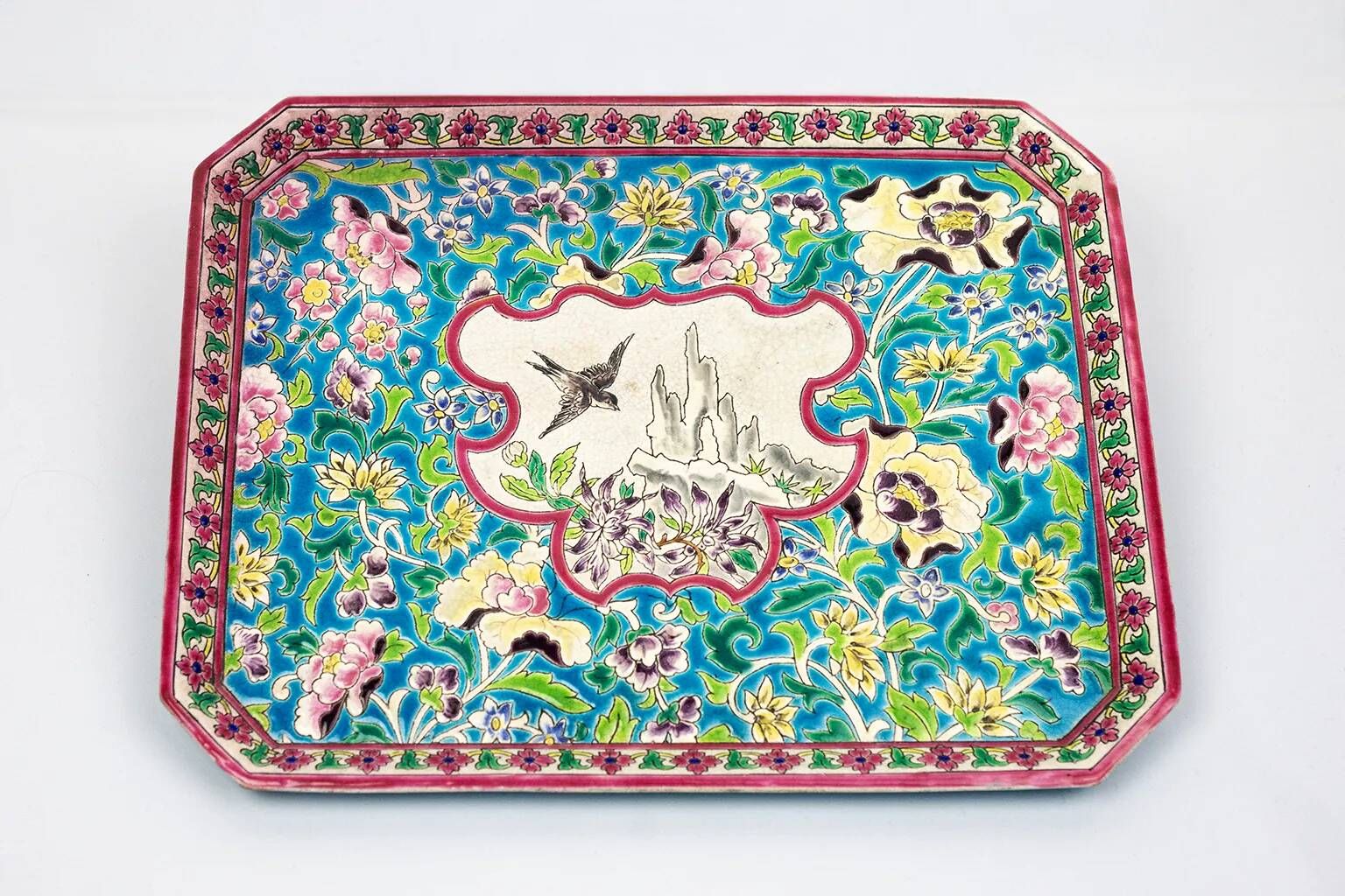 Plateau Longwy in cloisonné enamels, 1887 – Swallow decoration