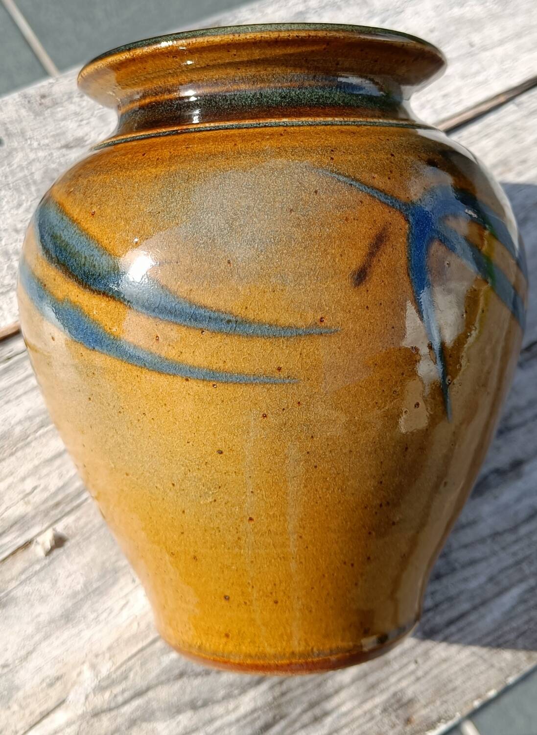 Flamed enamelled stoneware vase