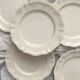 5 Sarreguemines ivory scalloped earthenware dinner plates
