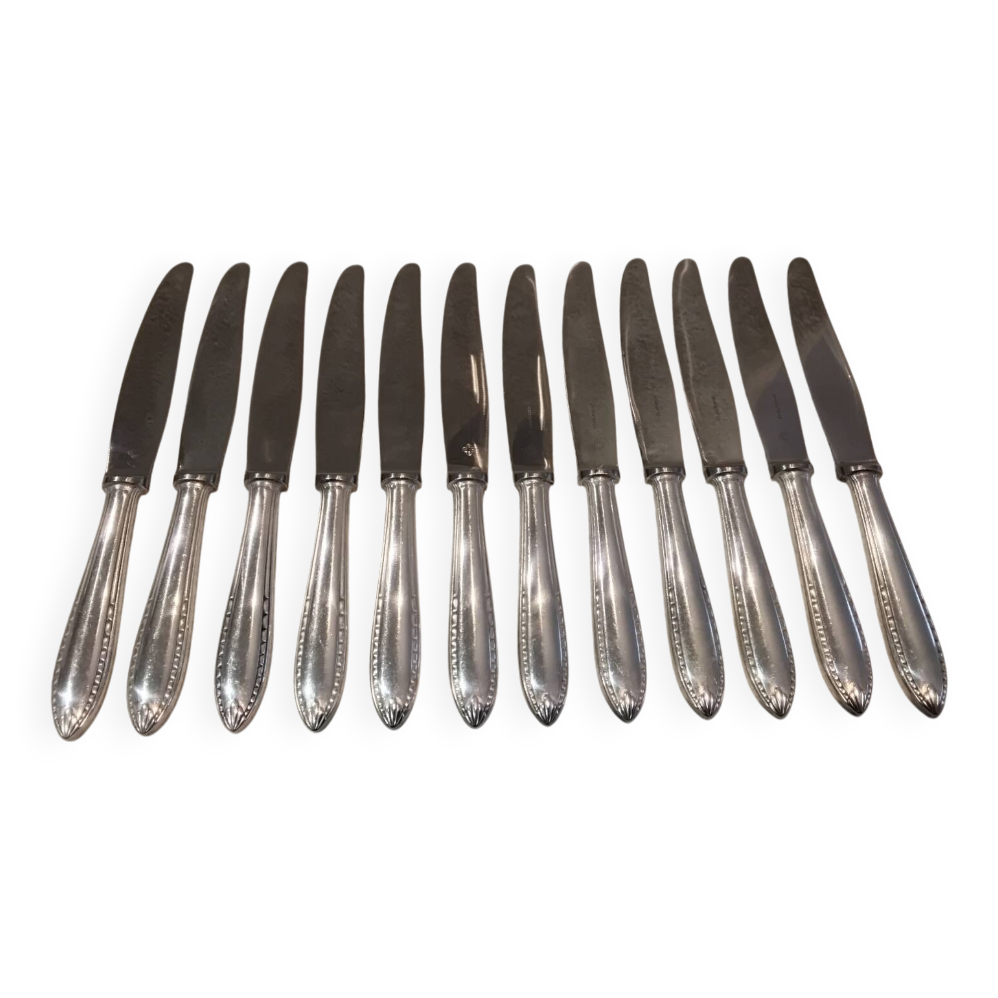 12 silver-plated metal table knives by Christofle Albatros, 24.7 cm.