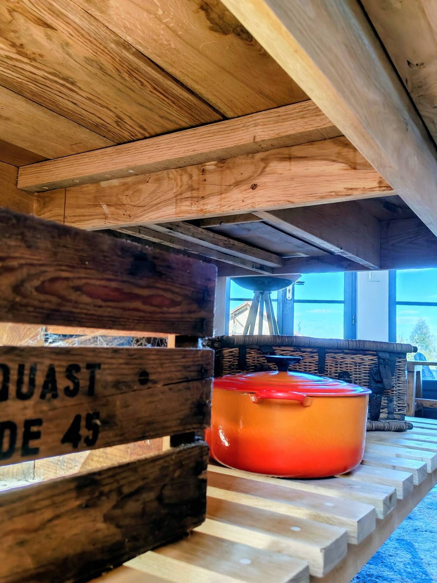 Solid raw oak table/island type "butcher's block" 180x105