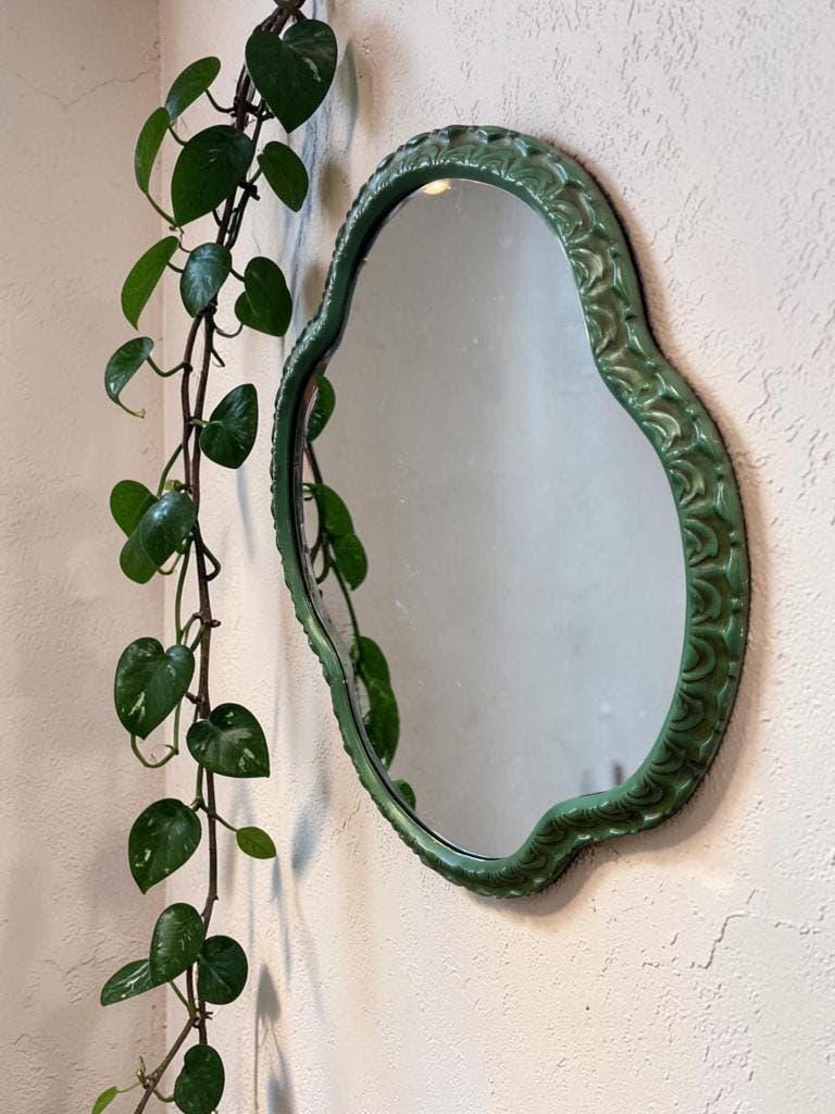 Vintage green organic wall mirror