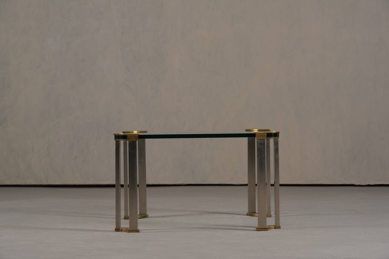 Vintage bronze and glass small coffee table by Peter Ghyczy, Germany 1970s