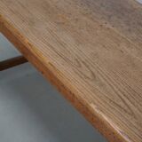 Grande table à manger rustique française du XIXe siècle en orme et chêne