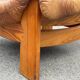Vintage leather and pine lounge chair by Maison Regain, 1970s