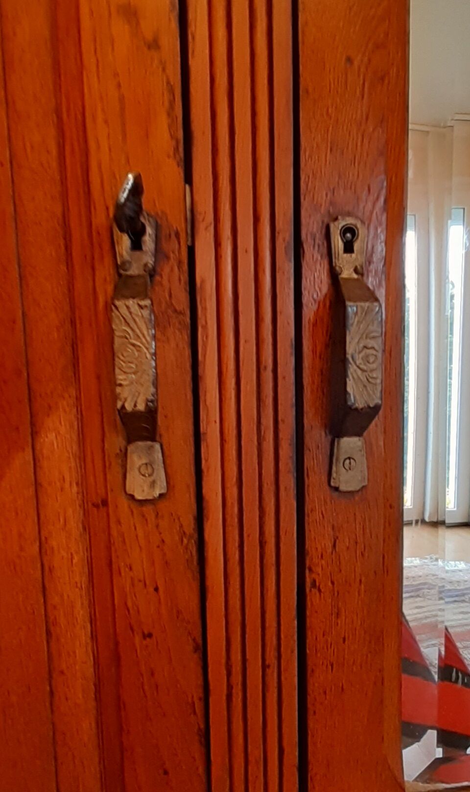 3-door Art Deco Parisian wardrobe and bevelled mirror