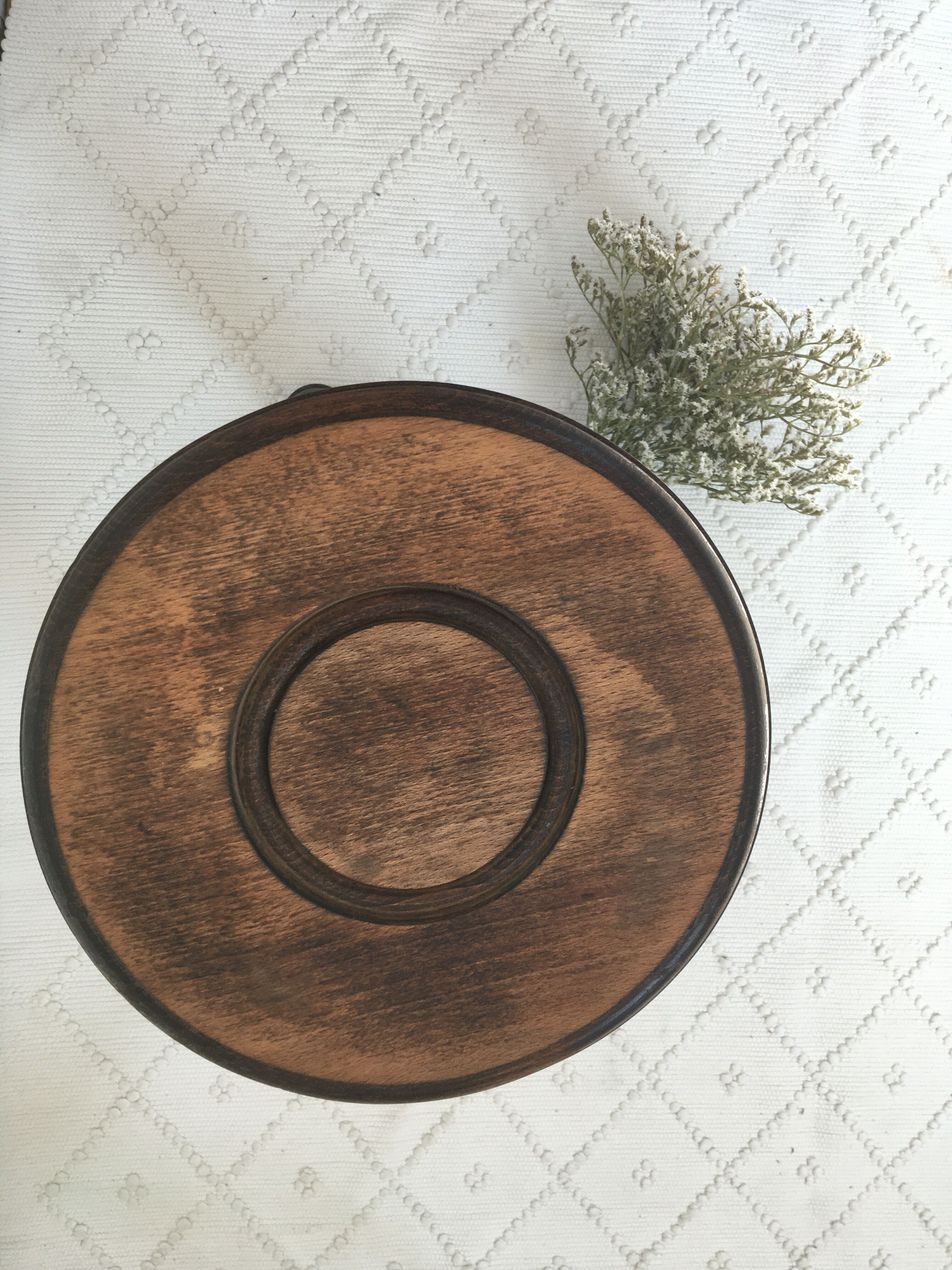 Turned wooden tripod farm stool