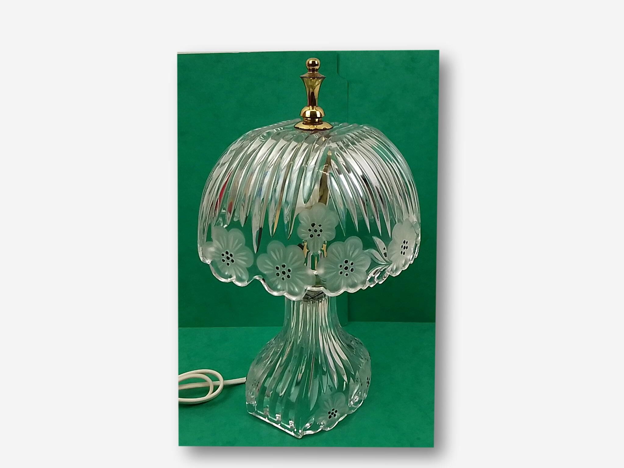 Table lamp in transparent crystal decoration flowers 28 cm