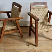 Pair of children's armchairs in rope, attributed to Audoux Minet.