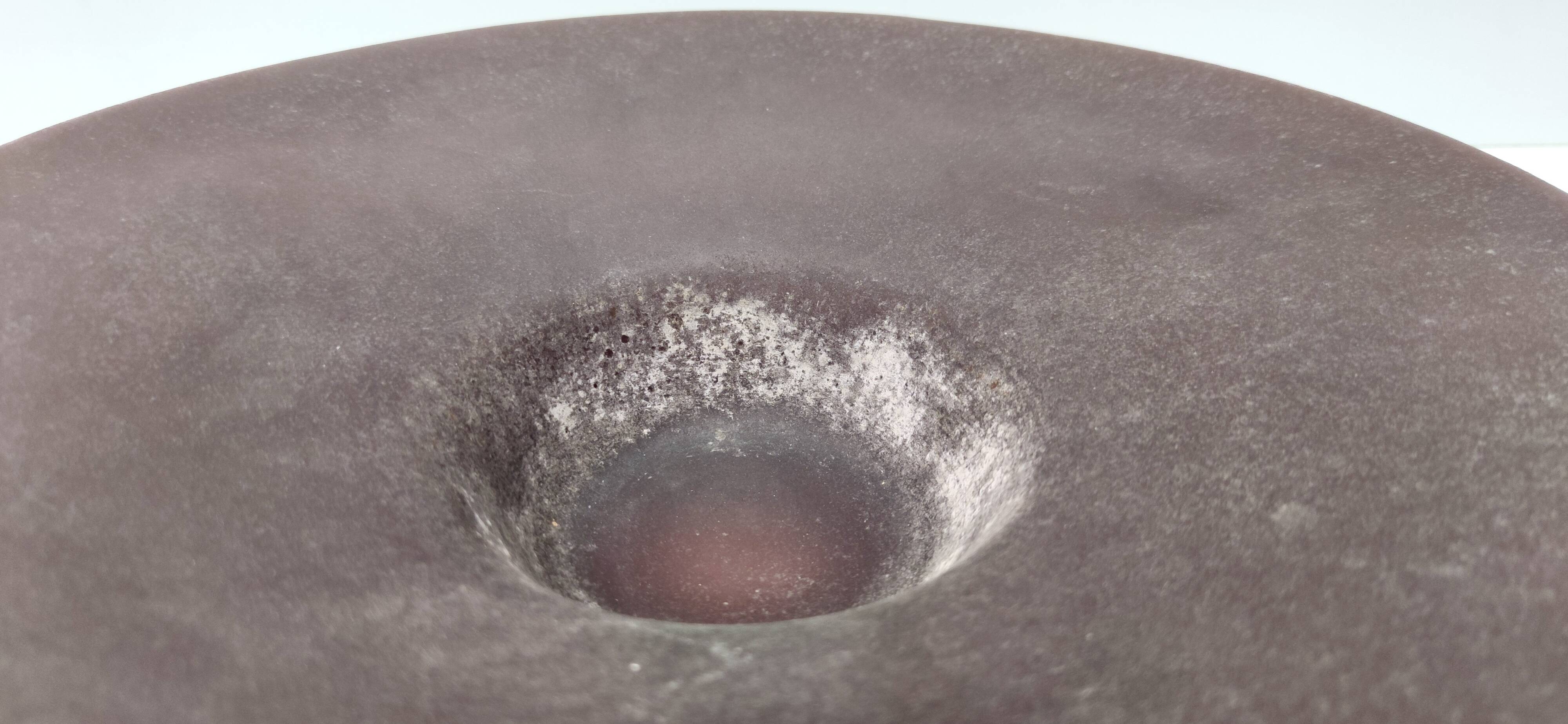 Postmodern Brown Scavo Glass Trinket Bowl or Centerpiece, Italy