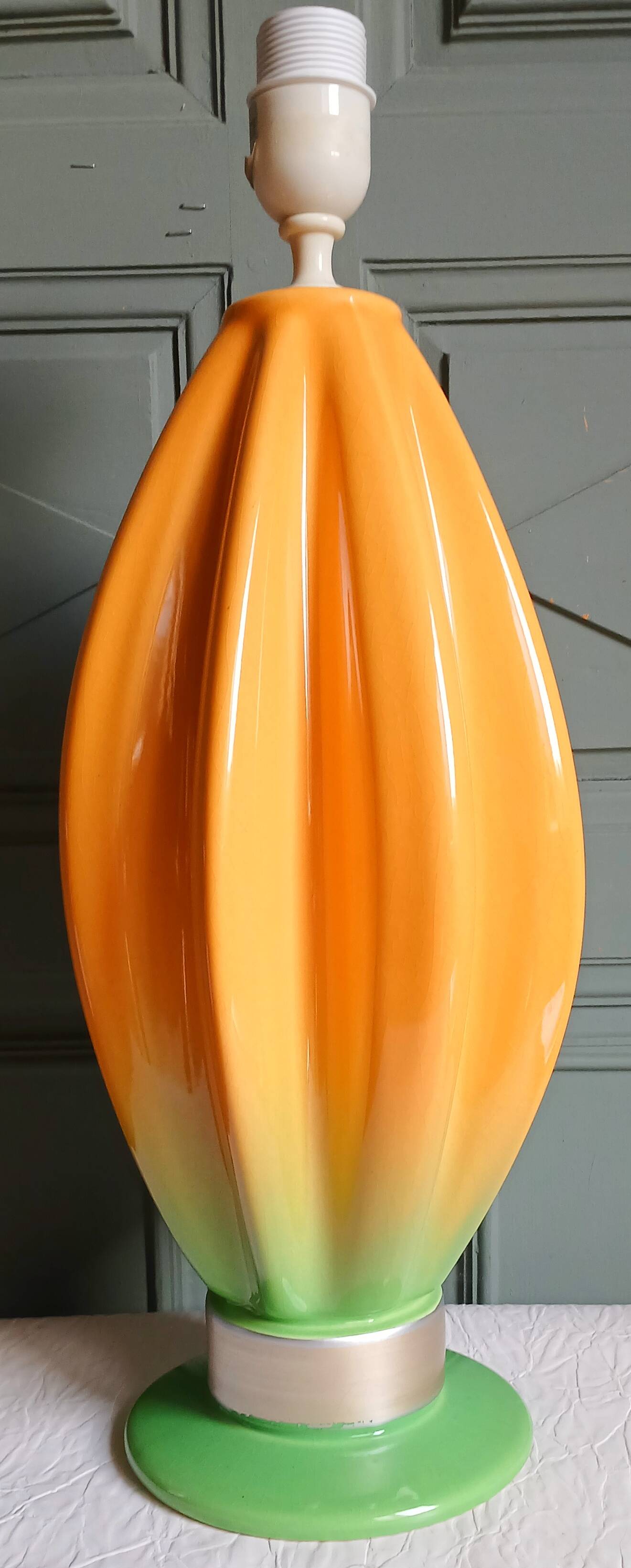 Pied de lampe Italien Viva Villa "Khéops" en céramique, Vers 1980