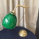 Lampe de bureau lampe d'appoint lampe de lecture quinquet laiton tulipe opaline