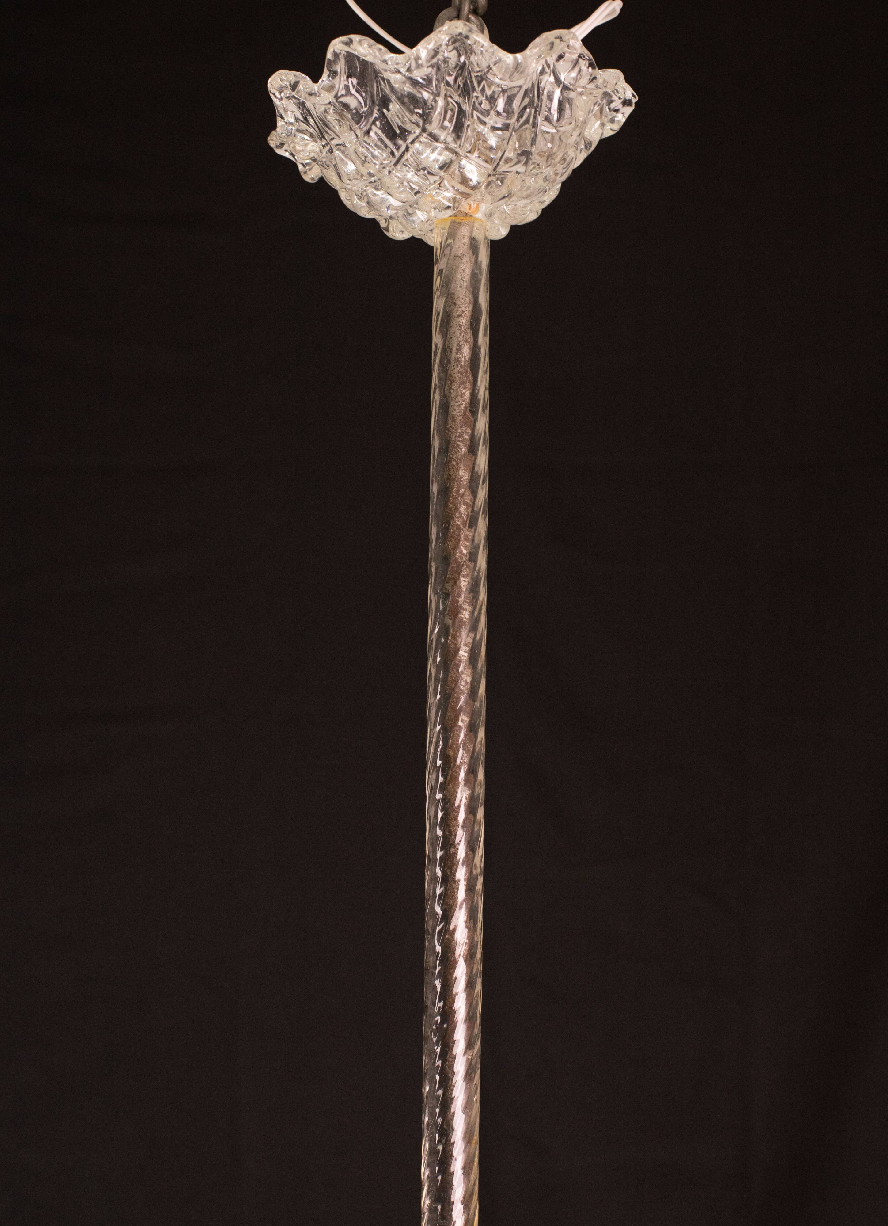 Art Decò Vintage Chandelier By Barovier e Toso, Murano Glass, 1940