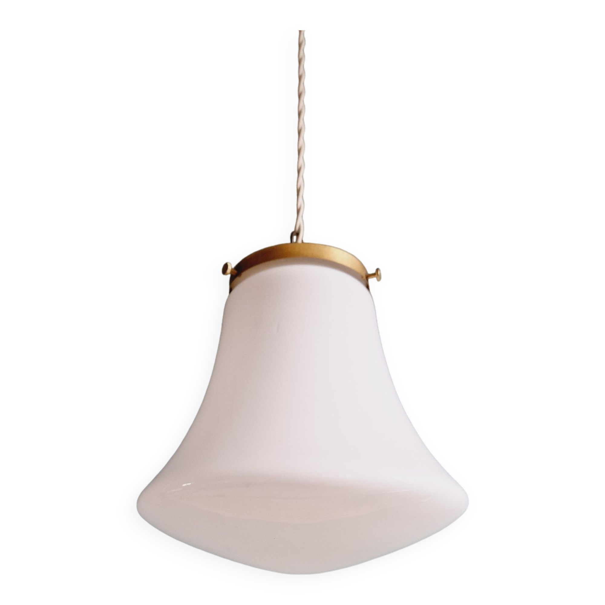 Vintage bell-shaped white opaline pendant light