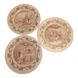 Set of 3 talking plates (a wedding in the countryside) in earthenware