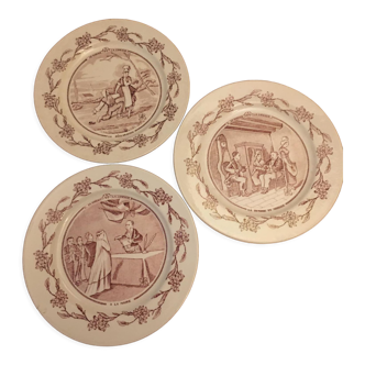 Set of 3 talking plates (a wedding in the countryside) in earthenware