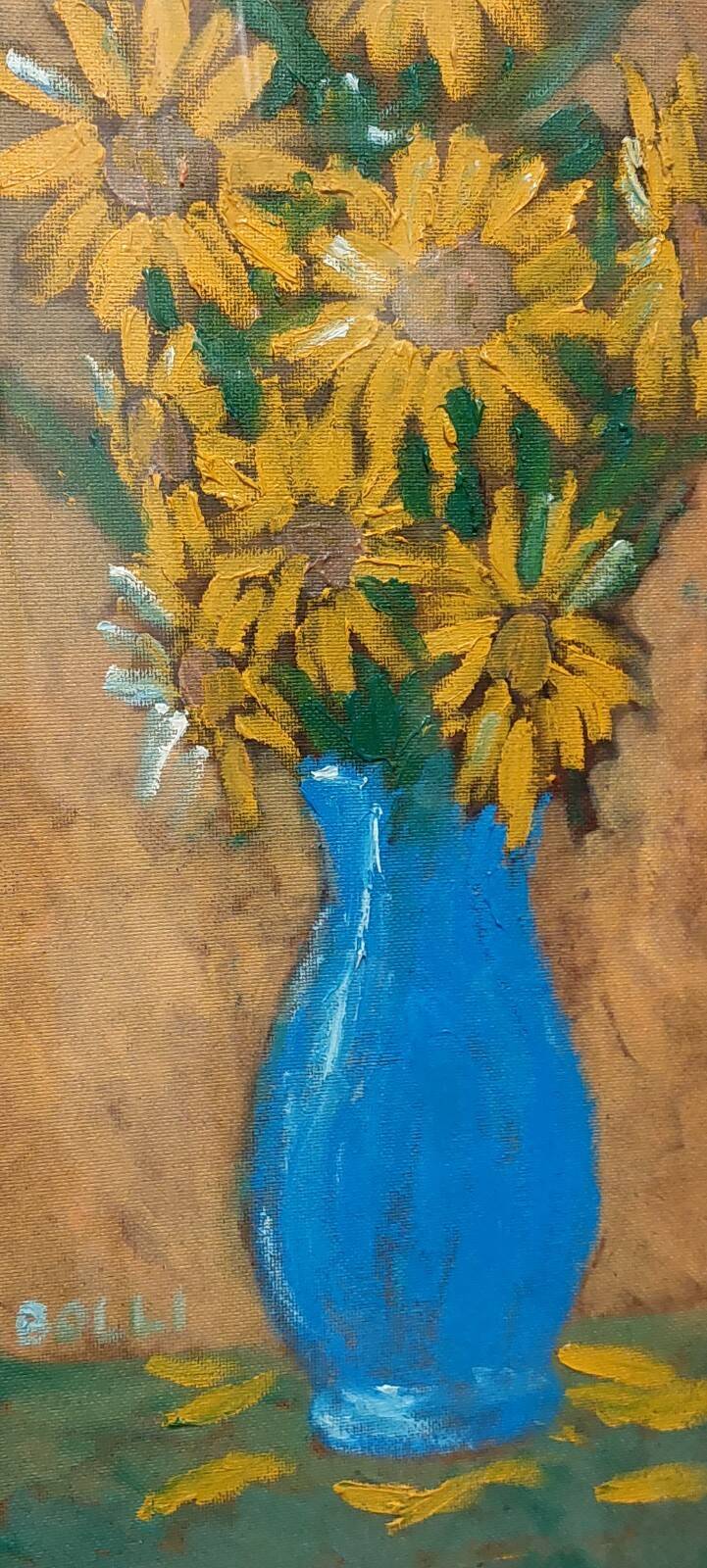 Oil on faesite, vase of flowers GEROLAMO BOLLI (Pisa 1933-2009)