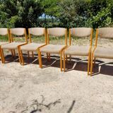 6 chairs in beech and fabrics, very good condition