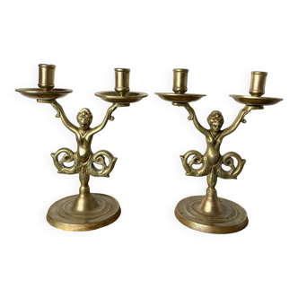 Paire de chandeliers en bronze