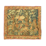 Printed green tapestry depicting birds in the park of a castle