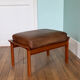 Ottoman tabouret teck et cuir scandinave vintage