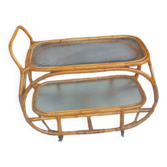 Vintage bamboo serving trolley