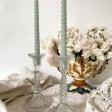 Pair of molded glass candlesticks - 1960s