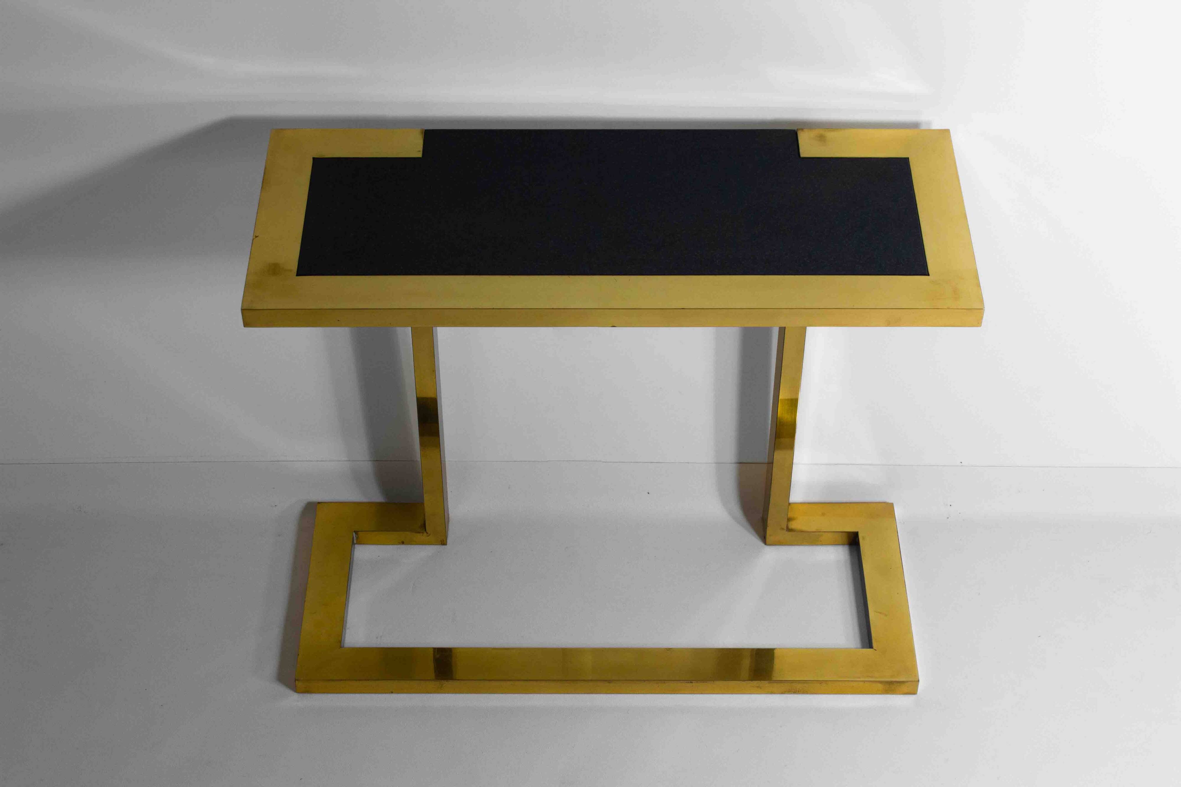 Rare Nucci Valsecchi console in bronze and blue granite, Italy 1970s