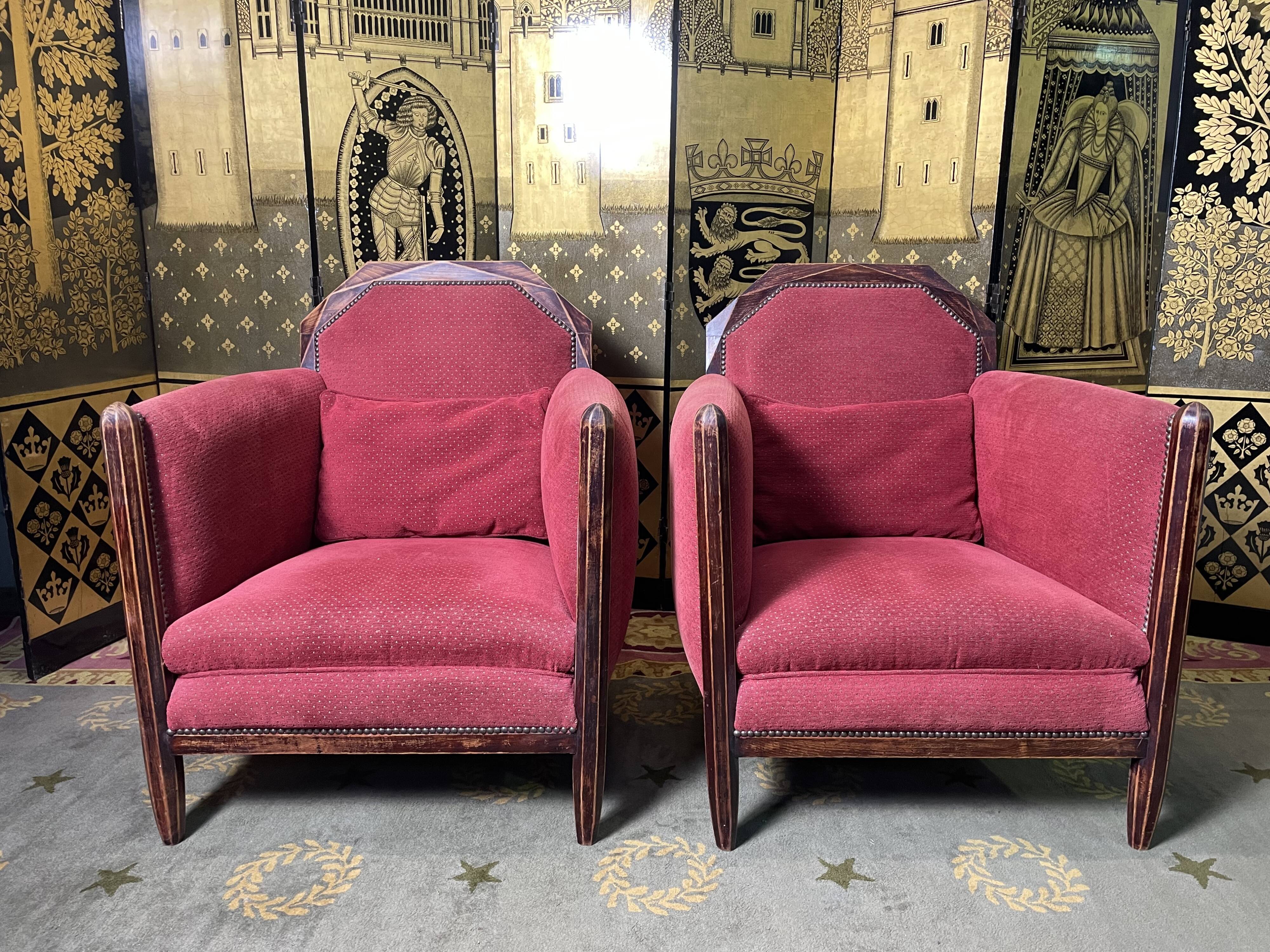 Pair of armchairs bergères Art Deco period