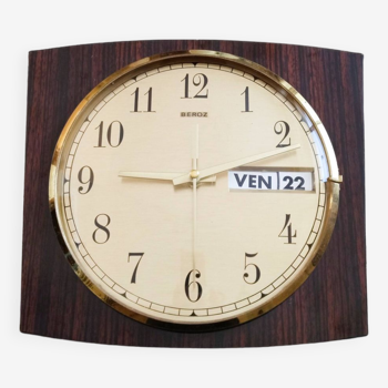 Pendulum, brown formica clock, functional rectangular shape