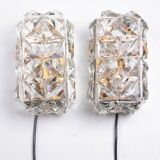 Large gold-plated & crystal glass flush mount light from kinkeldey, 1970s