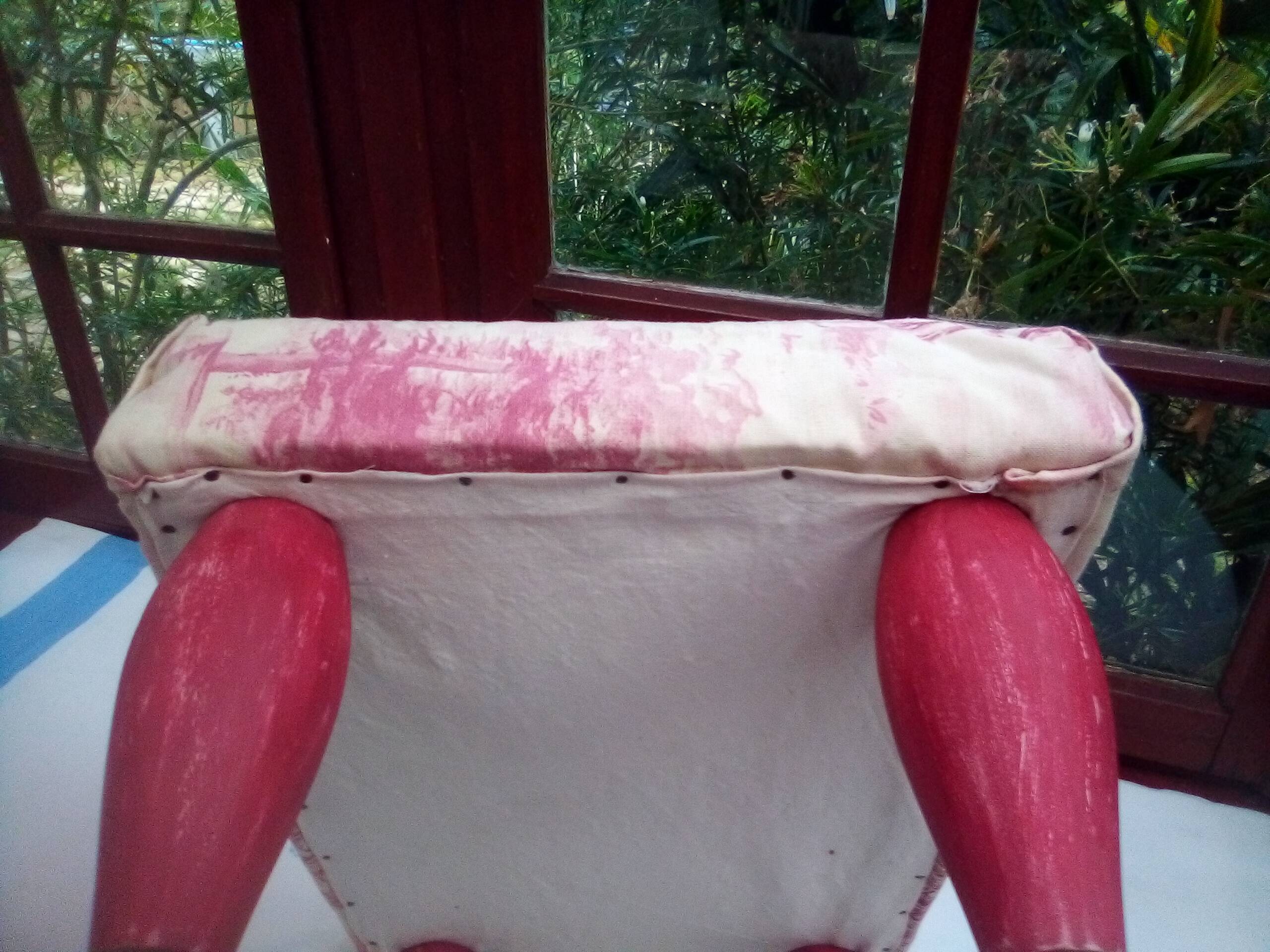 Pouf, footstool toile de jouy