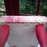 Pouf, footstool toile de jouy